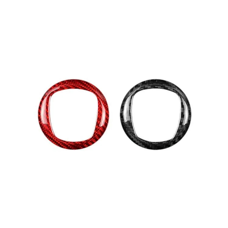 Car steering wheel with carbon fibre decorative frame in black and red colour options