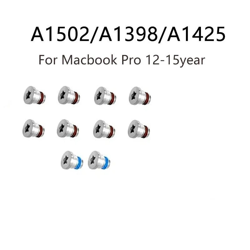 Ten metal replacement screws for MacBook Pro Retina A1502 A1398 A1425 bottom shell and rear cover.