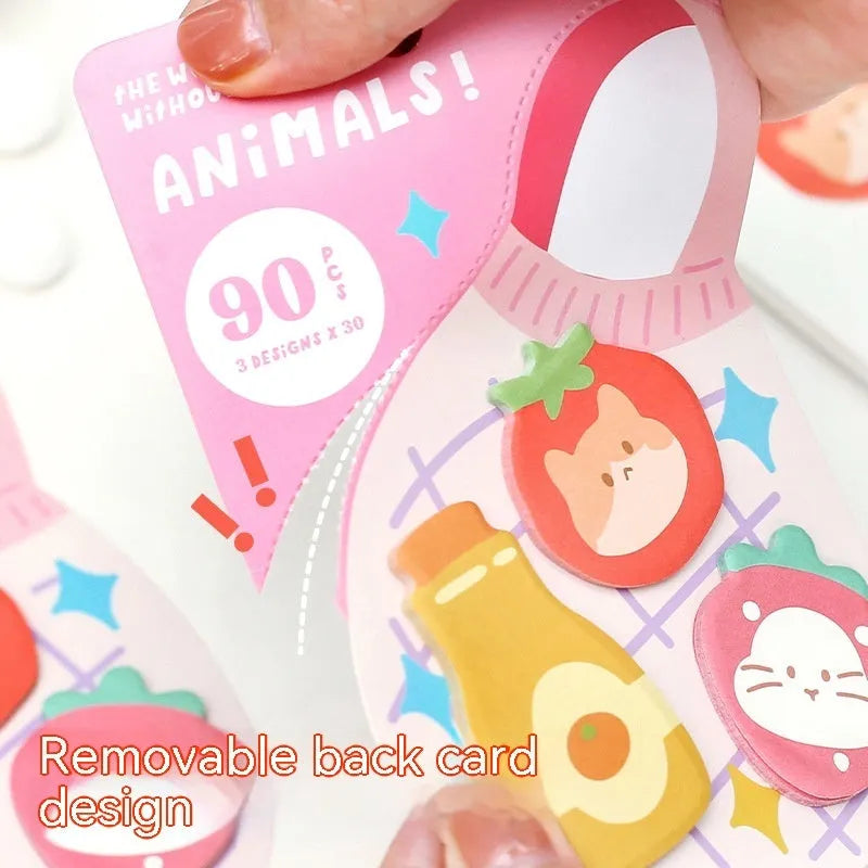 Small animal shaped sticky note set with 90 pages in six colourful cover designs