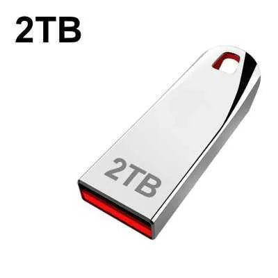 Silver metal USB flash drive on a white background showing its USB connector.