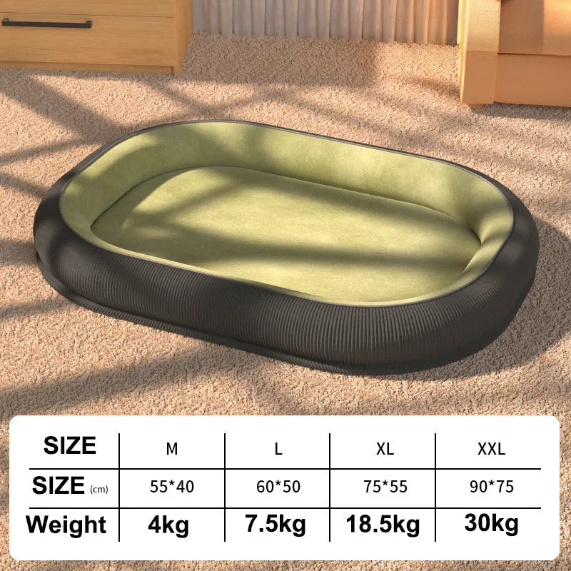 Gray corduroy dog kennel with fleece lining, suitable for winter, with removable cover