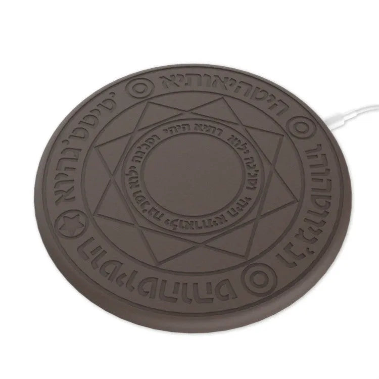 10W fast wireless charger with glowing magic array pattern on ultra-thin 25cm square base