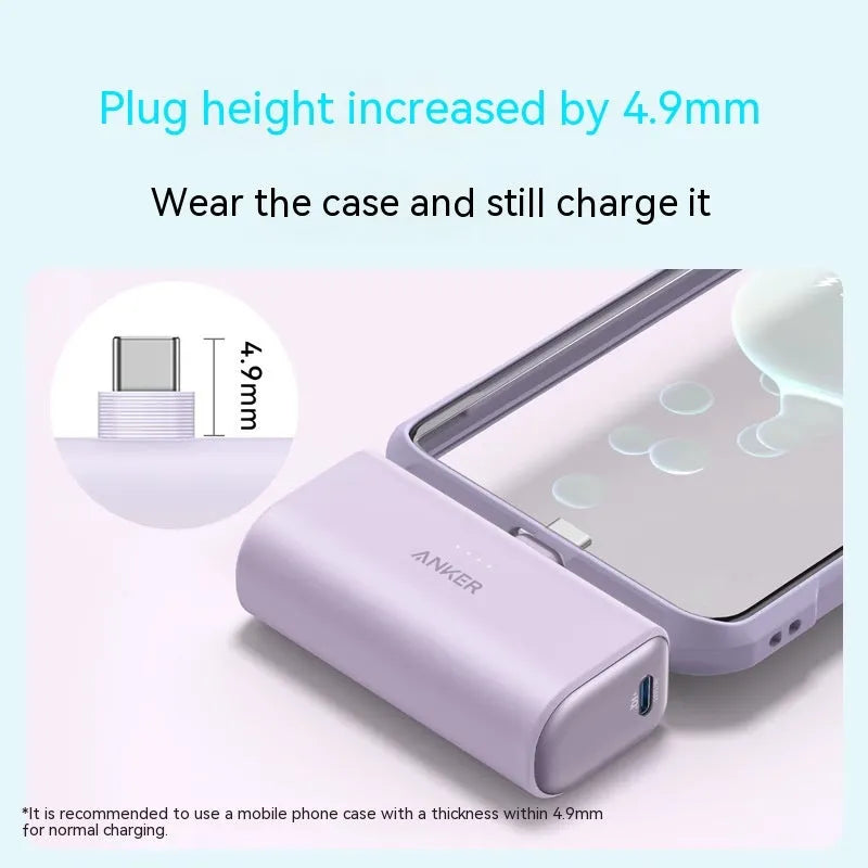 Small capsule-shaped portable power bank with Type-C port in various colours
