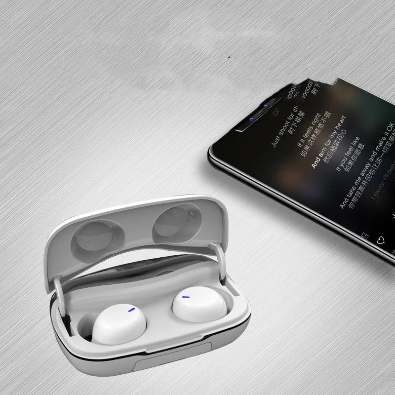 Black plastic Bluetooth 5.0 in-ear earphone with IPX5 waterproof rating and 15-metre range