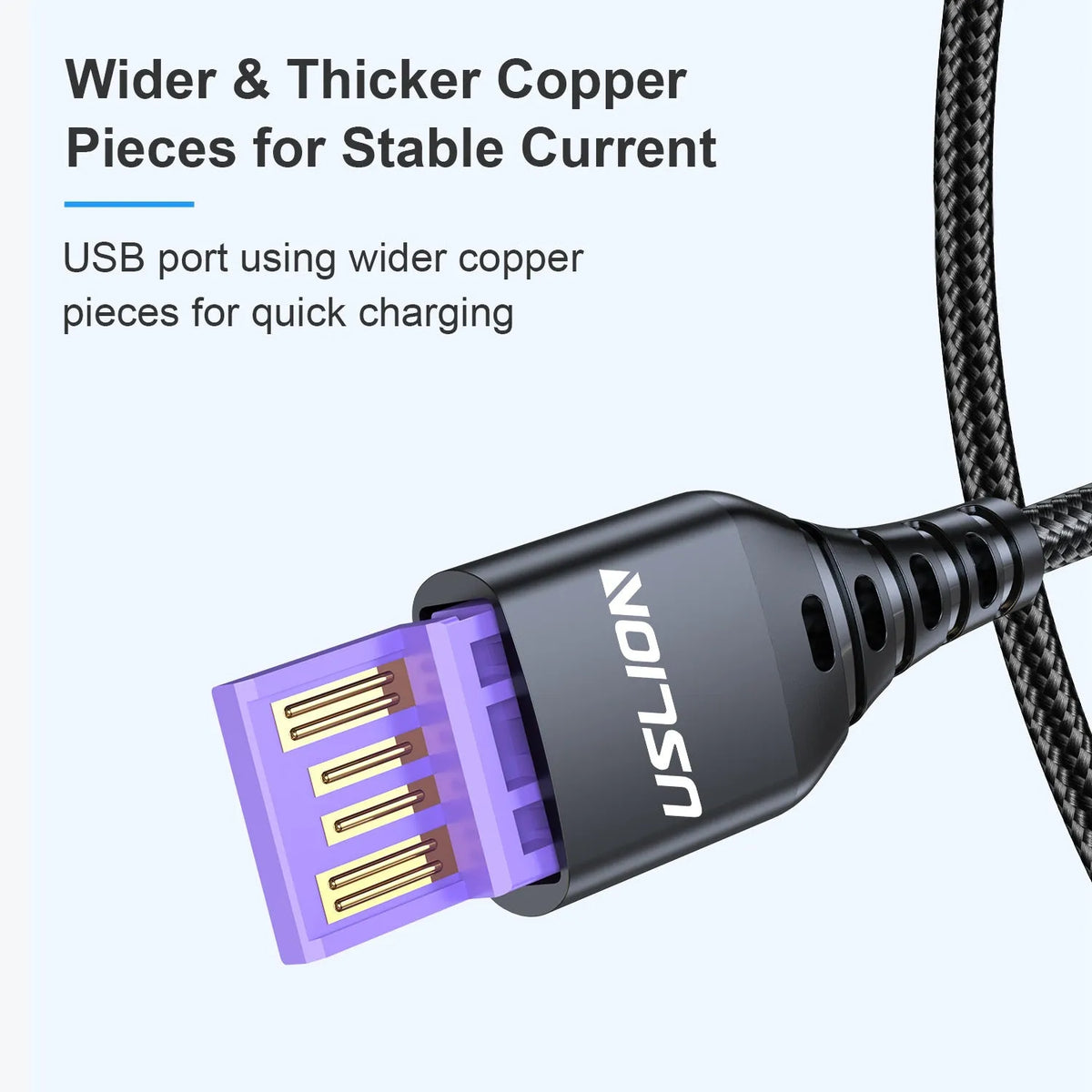 Braided data cable with green indicator light for Android Type-C devices in black blue purple red lengths 0.3m 1m 2m 3m
