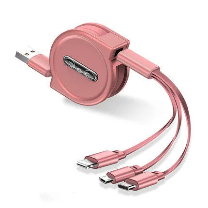 3-in-1 telescopic charging cable extended to 120 cm with titanium alloy connectors