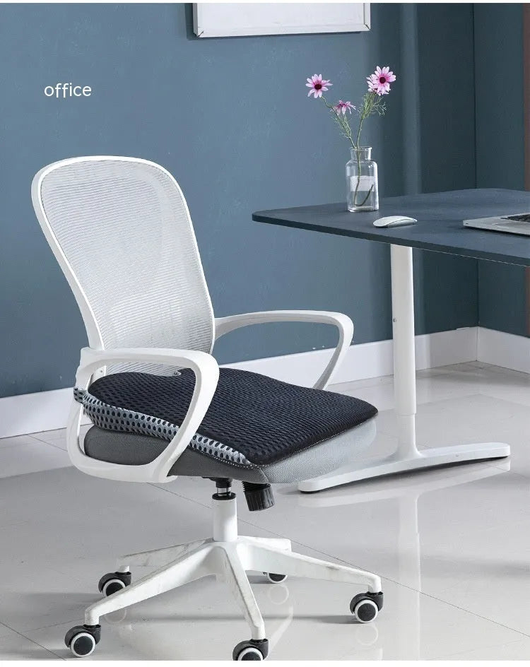 Memory foam cushion with elastic strap for car or office chair in solid colour