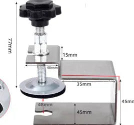 Stainless steel drawer panel fixing clip for cabinet and drawer assembly