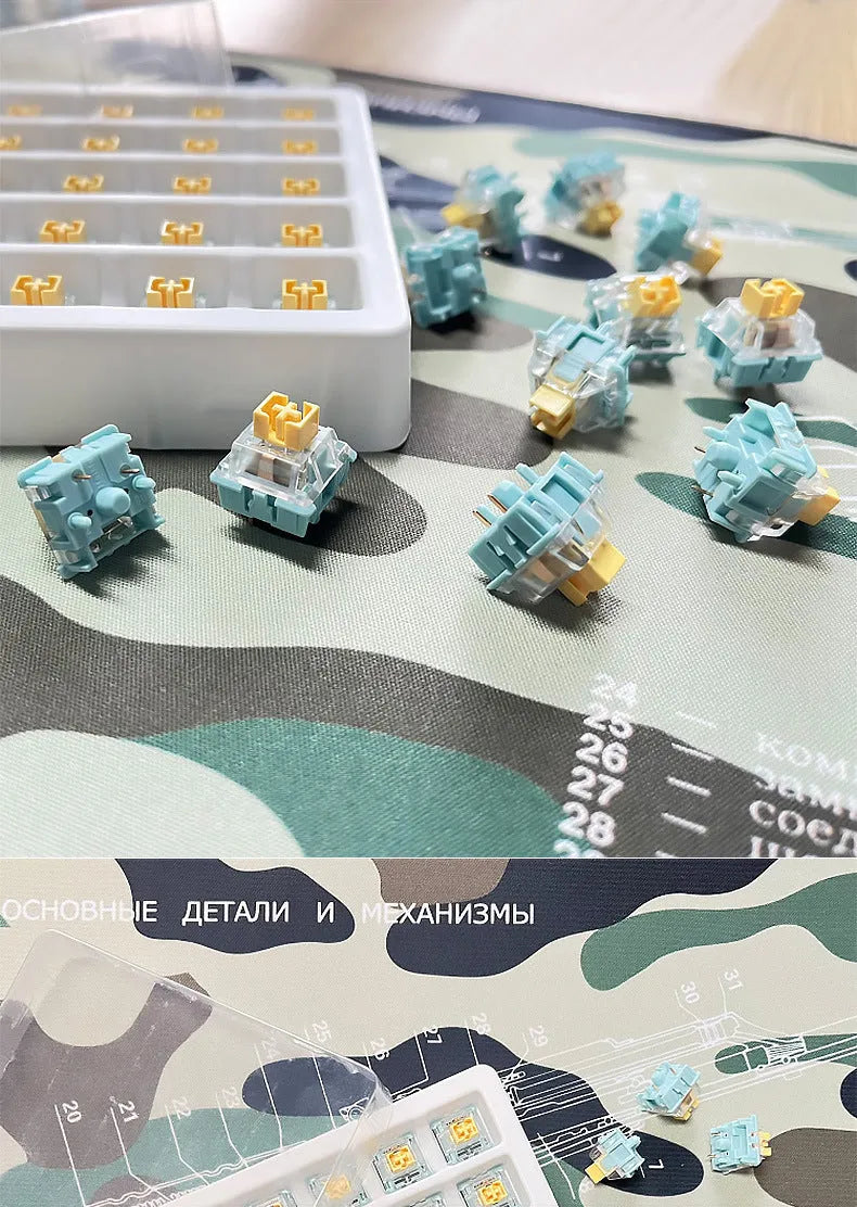 Tiger Mo Sea Salt Lemon PRO Mute linear mechanical keyboard switches set of 36 pieces