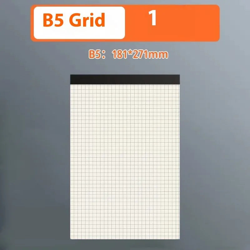 A5 B5 A4 writing pads with 80 tearable sheets in blank grid or lined ruling options