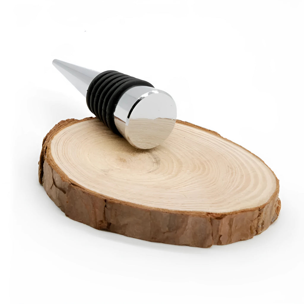 Silver zinc alloy threaded wine bottle stopper with silicone seal for M8 and M10 openings