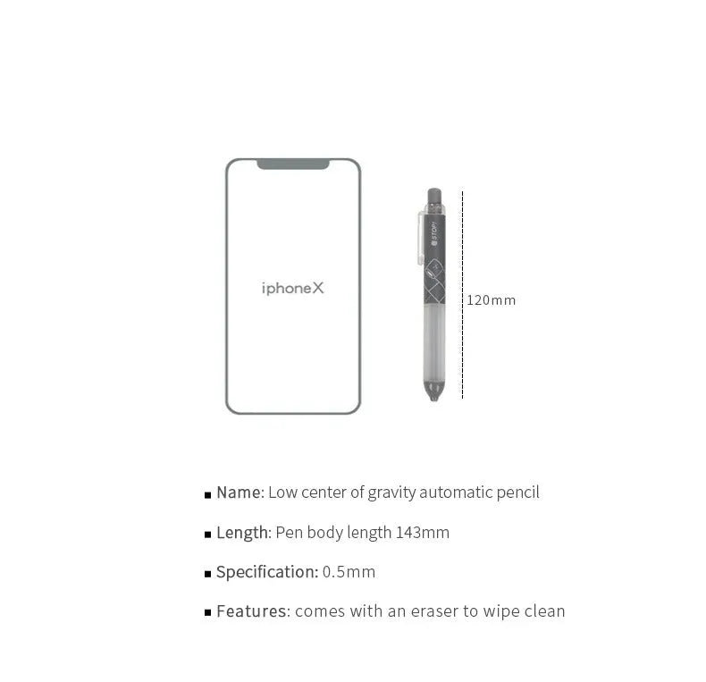 Black and white 0.5mm automatic pencils featuring a cloud grip design on the plastic barrel.