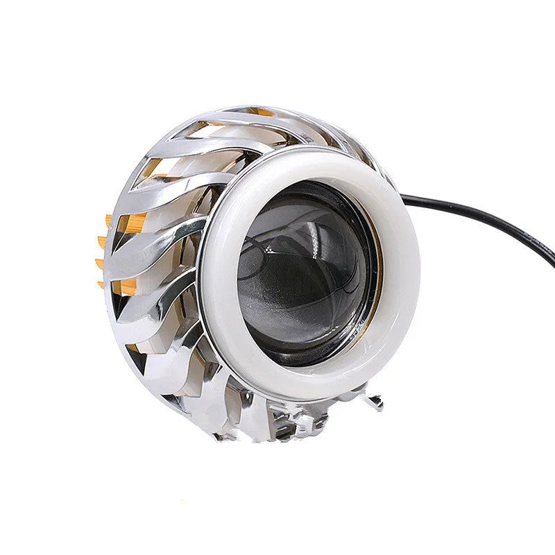 Double Aperture Tornado Angel Demon Eye LED headlight for electric cars and motorcycles, aluminium alloy housing, 9cm diameter, CREE lamp beads