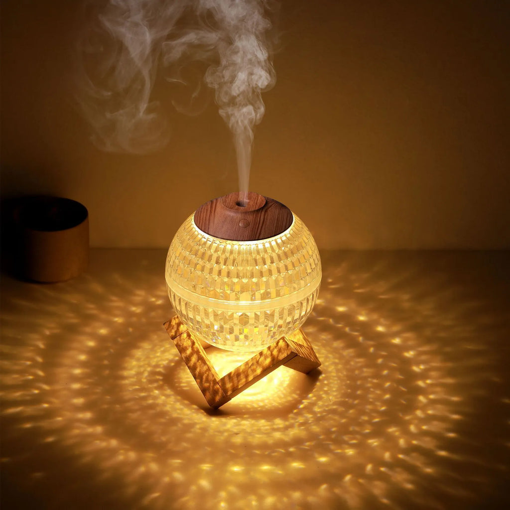 Crystal ball humidifier, round desktop model with USB cable, atmosphere sea light, 116mm size