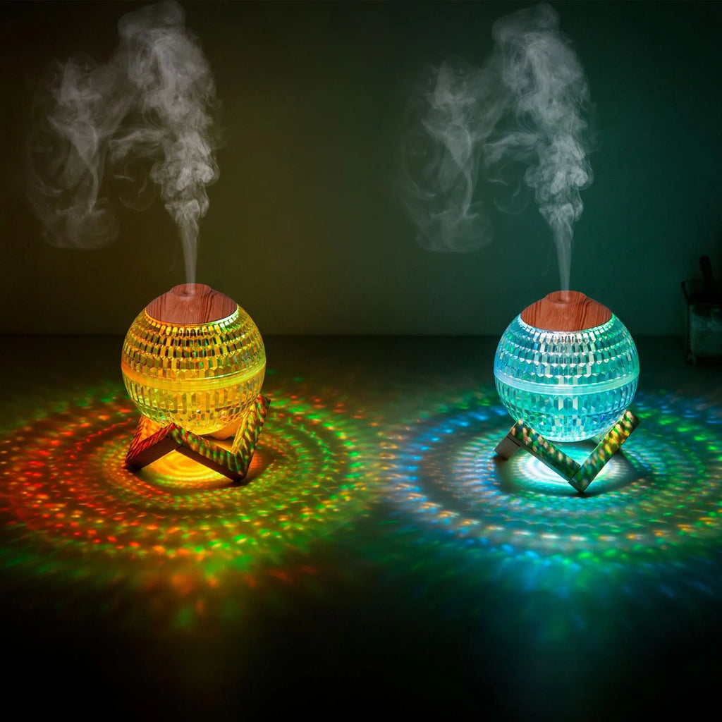 Crystal ball humidifier, round desktop model with USB cable, atmosphere sea light, 116mm size