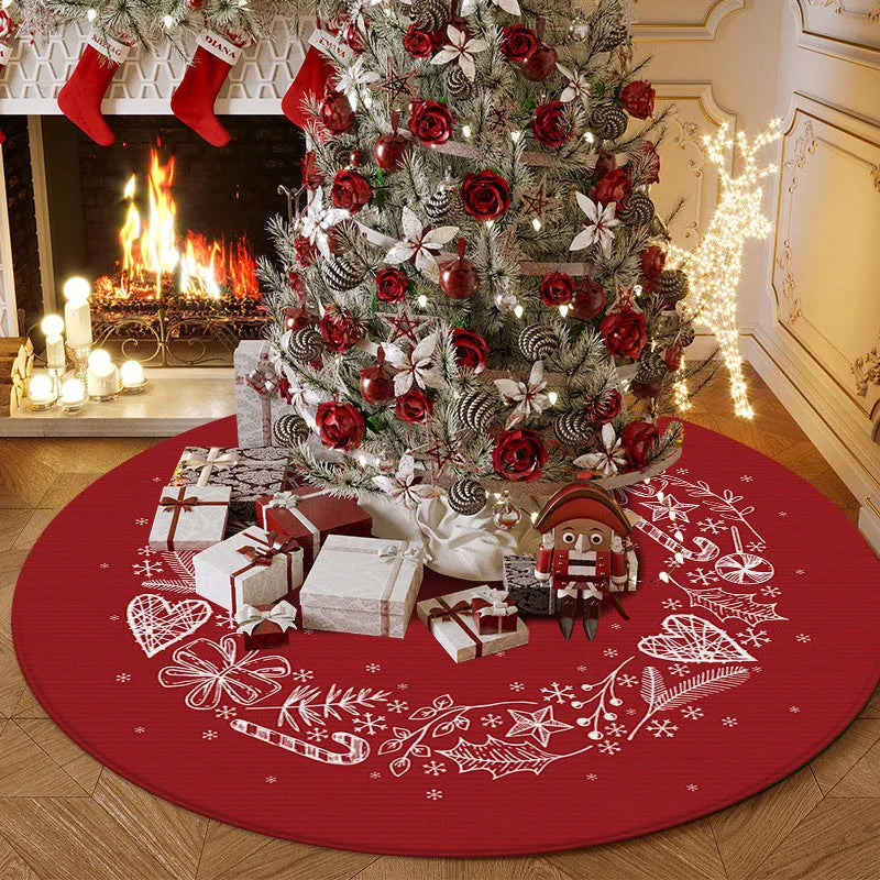 Christmas snowflake print round polyester fibre floor mat in American style with multiple size options
