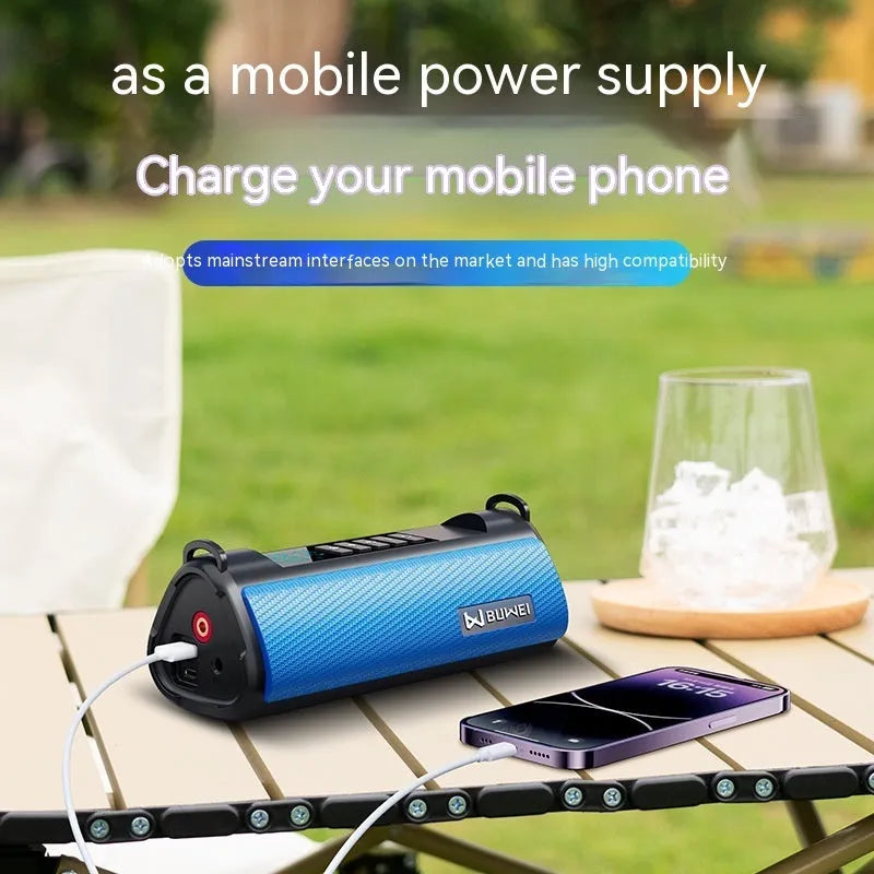 TS01 portable electric car tyre inflator with digital display, LED light, and hose on a grey background.