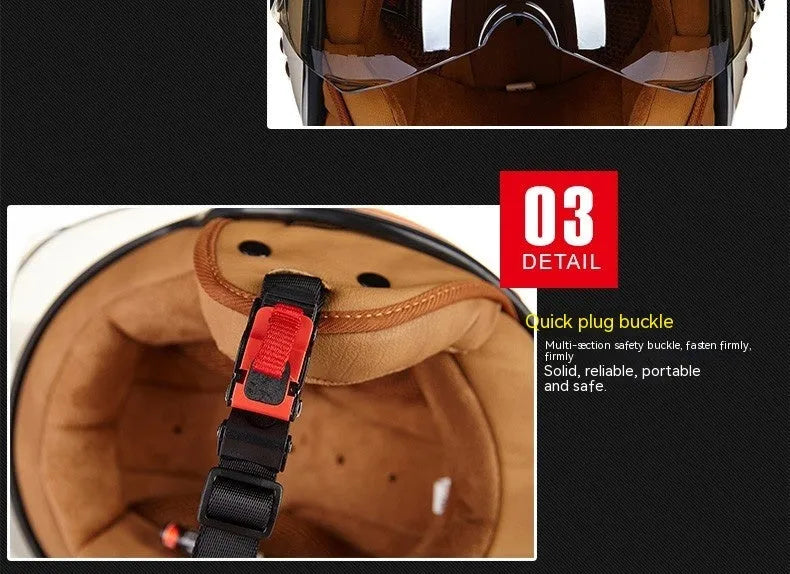 Scrambling half helmet in ABS plastic shown in white, red, and green colour options