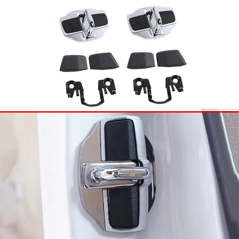 Silver TRD door lock cover for Toyota Prius with protective buffer cushion design