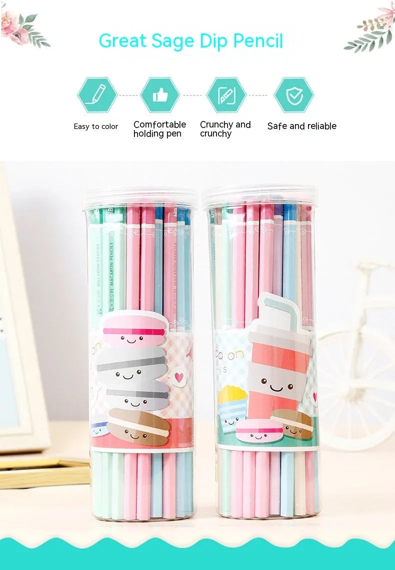 Basswood thermal transfer pencil with hexagonal six-angle design, 50-piece barrel packaging