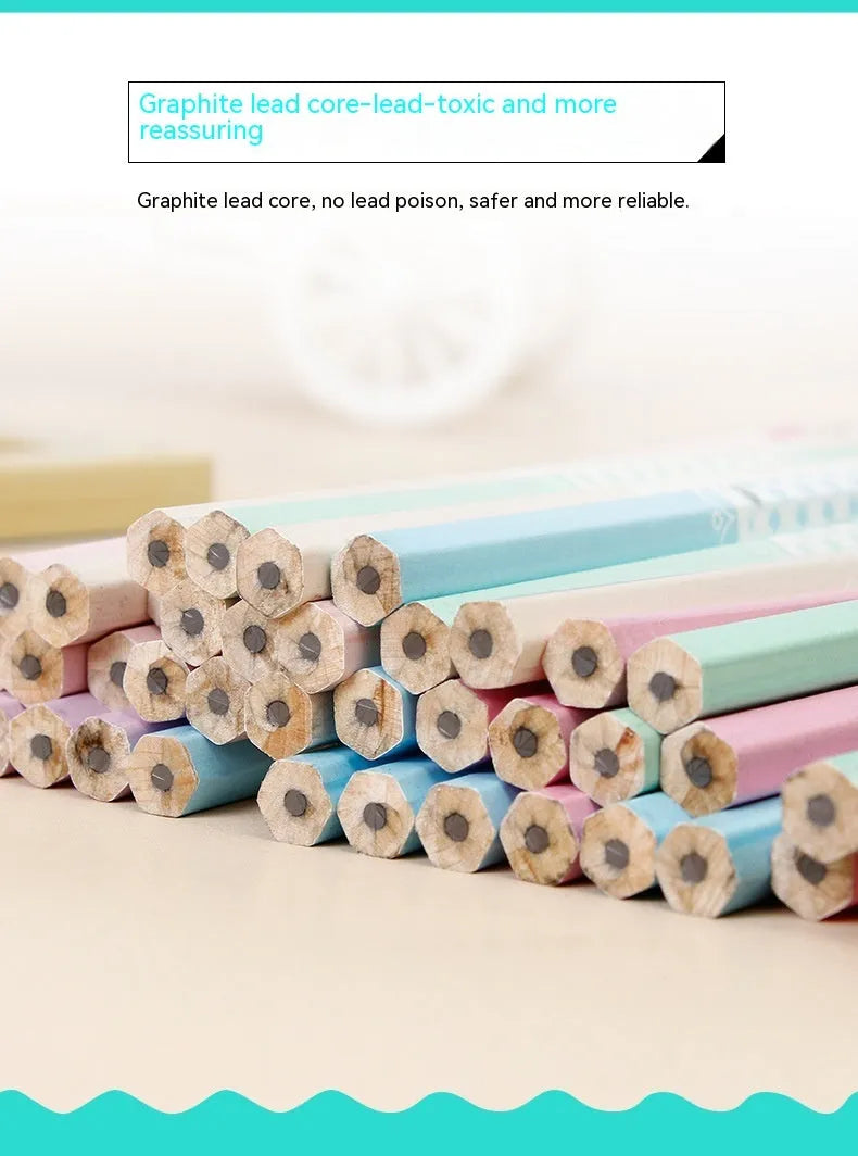 Basswood thermal transfer pencil with hexagonal six-angle design, 50-piece barrel packaging