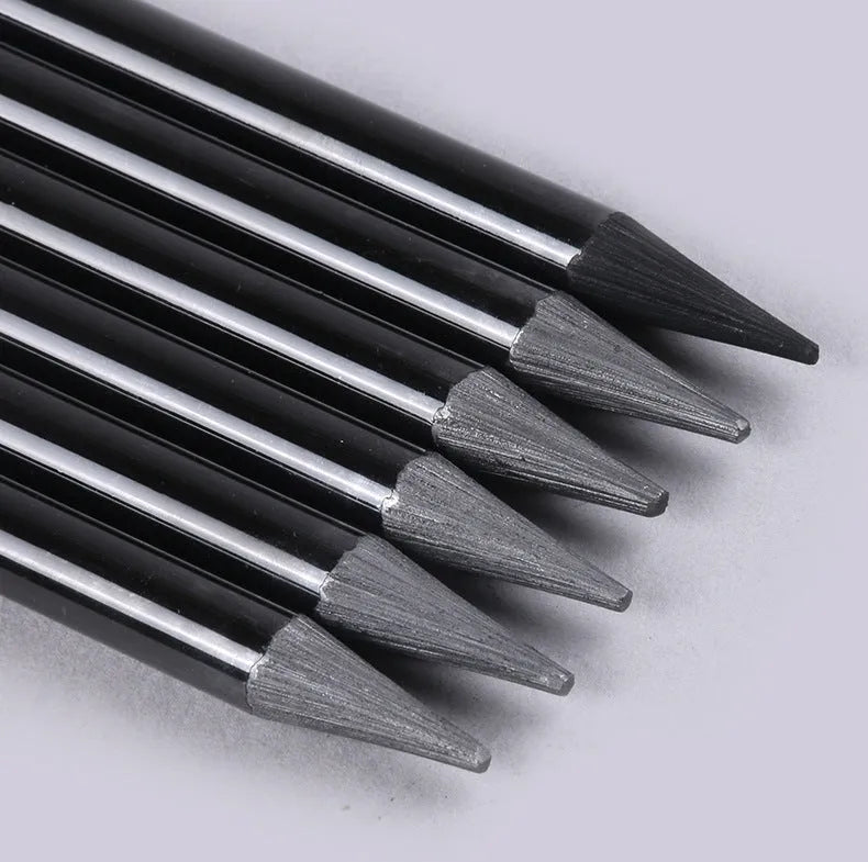 Solid graphite and carbonized pencil set in suction card pack with wooden shell