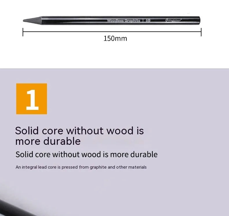 Solid graphite and carbonized pencil set in suction card pack with wooden shell