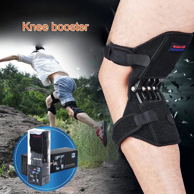 Adjustable knee brace patella support booster with spring mechanism and breathable fabric