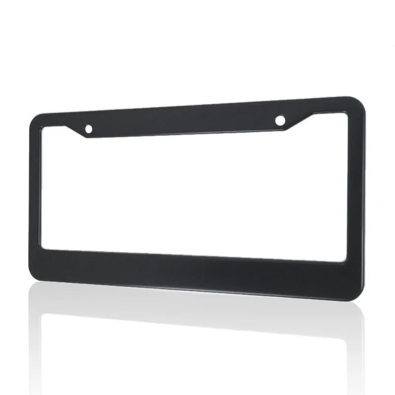 Aluminium alloy minimalist car licence plate frame in black with round hole pattern