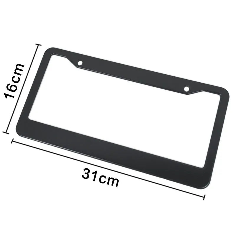 Aluminium alloy minimalist car licence plate frame in black with round hole pattern