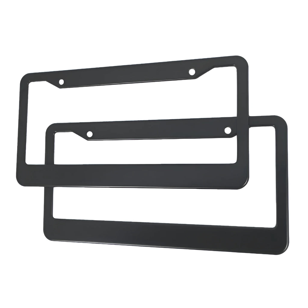 Aluminium alloy minimalist car licence plate frame in black with round hole pattern