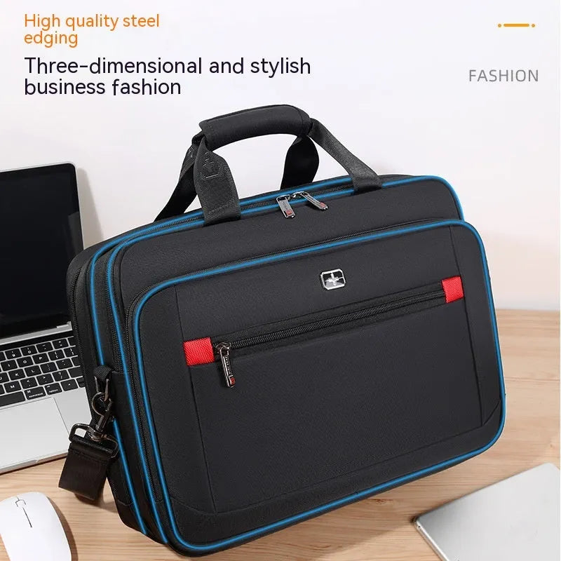 Black Oxford fabric one-shoulder messenger bag for men with urban simplicity style and polyester lining
