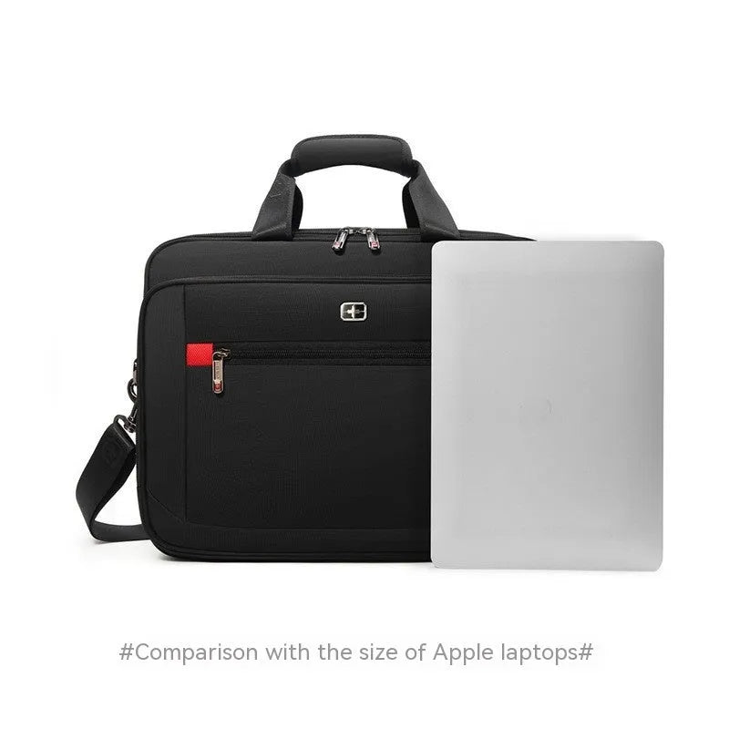 Black Oxford fabric one-shoulder messenger bag for men with urban simplicity style and polyester lining