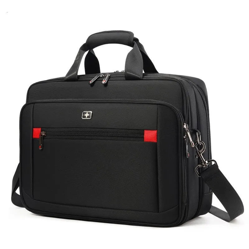 Black Oxford fabric one-shoulder messenger bag for men with urban simplicity style and polyester lining