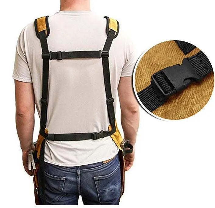 Oil wax canvas multi pocket bib apron with belt in black colour sleeveless waterproof work apron