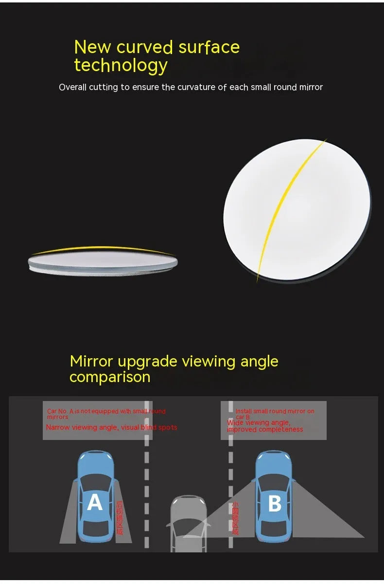 Silver round convex blind spot mirror with adjustable mount for car rearview mirror.