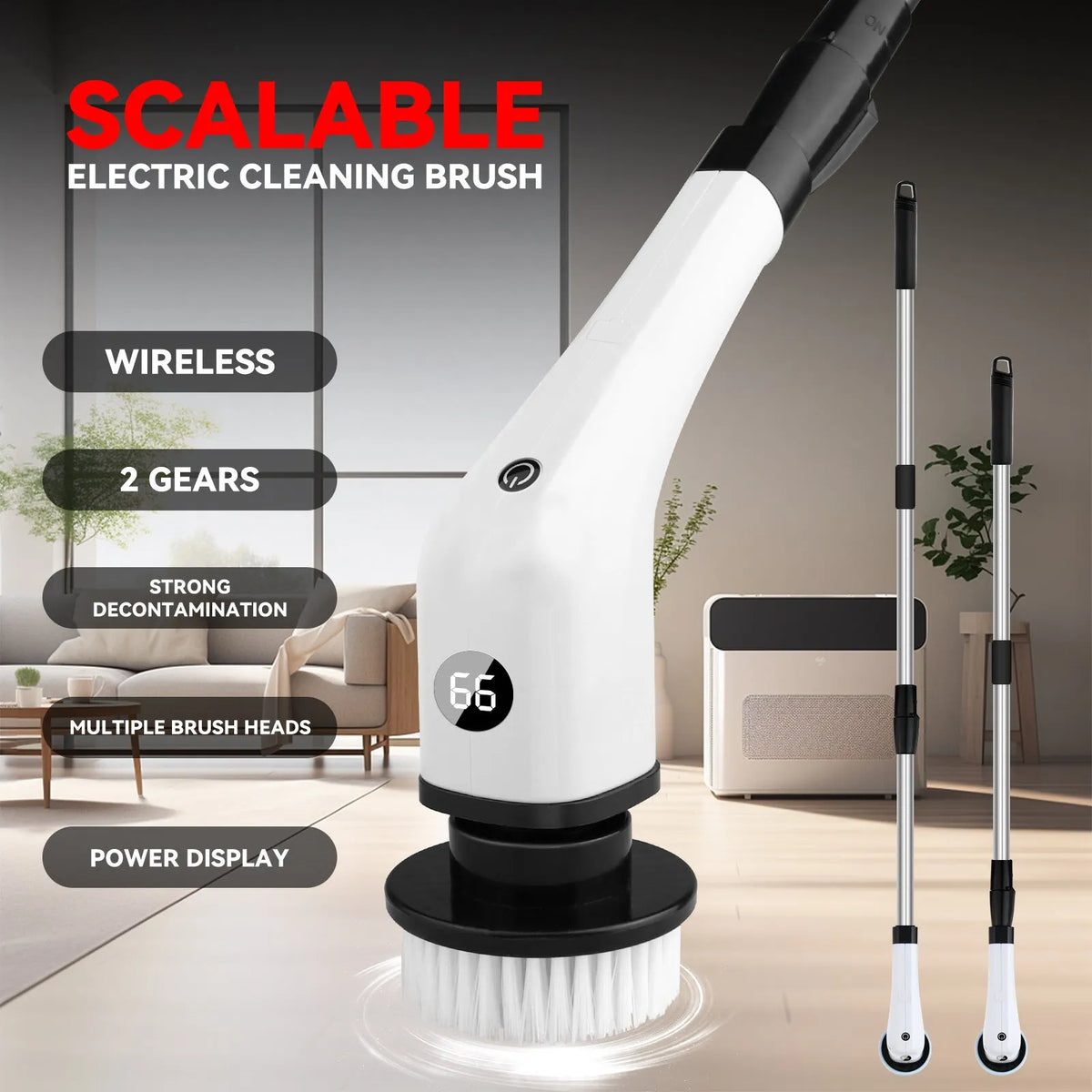Electric cleaning brush 75W 7-in-1 multi-functional for toilet and bathroom in white colour