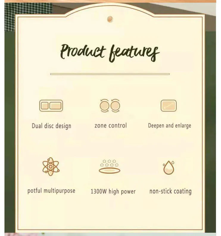 Multi-functional electric roaster pan 20cm green colour knob control 220V