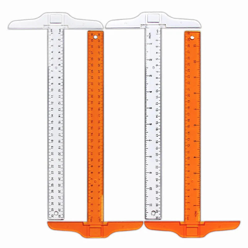 Transparent plastic T-square drafting ruler with 30cm length for architectural drawing