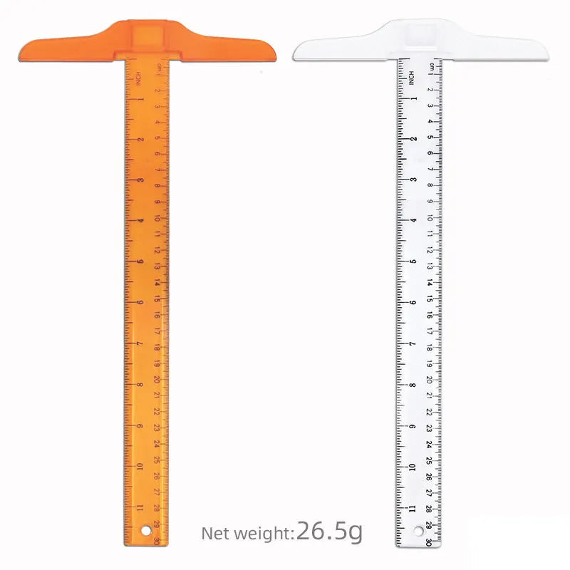 Transparent plastic T-square drafting ruler with 30cm length for architectural drawing