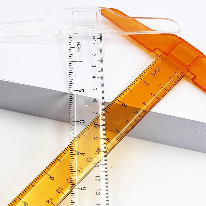 Transparent plastic T-square drafting ruler with 30cm length for architectural drawing