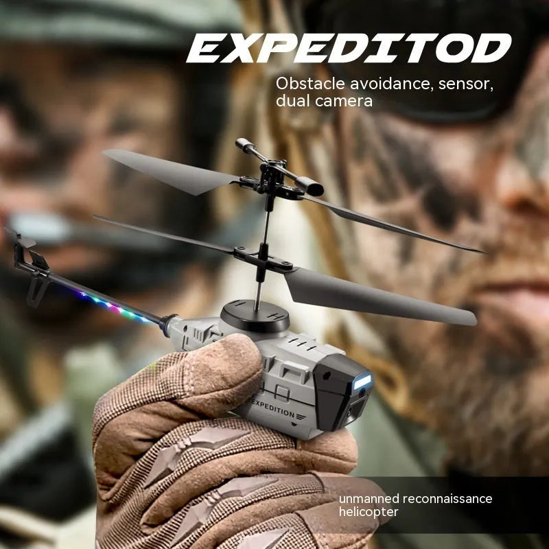 Heifeng gray reconnaissance UAV helicopter with obstacle avoidance sensors and remote control