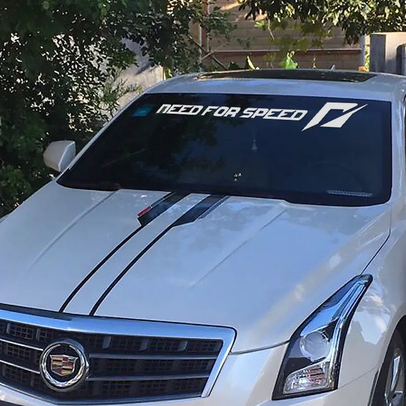 Need for Speed car sticker decal on a vehicle window in rose red or silver white.