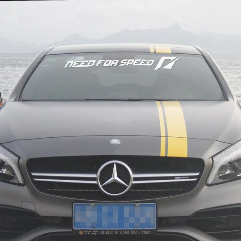 Need for Speed car sticker decal on a vehicle window in rose red or silver white.
