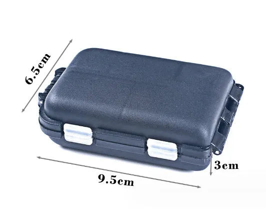 Small plastic fishing tackle storage box with 10 compartments in black, green or blue