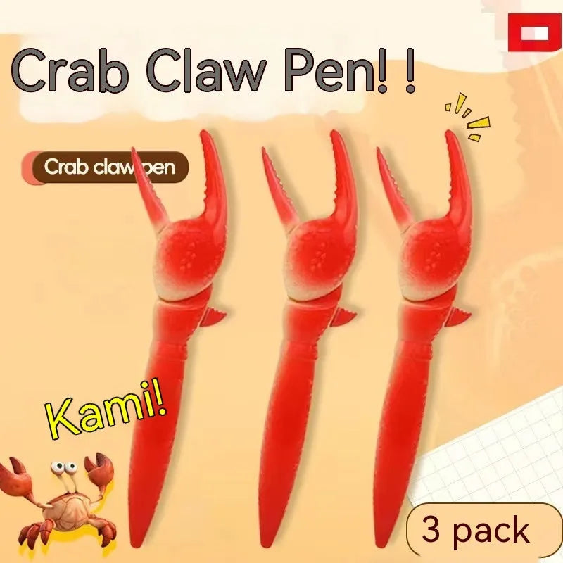Crab-themed ballpoint pen with pressable moving parts and twistable barrel mechanism
