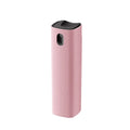 Portable screen cleaner bottle in blue and pink with attached microfiber cloth for cleaning phones and tablets