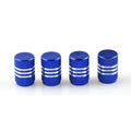 Set of stainless steel car tyre valve caps in assorted colours: black, red, blue, gold, silver, green, purple, sky blue, grey, orange.