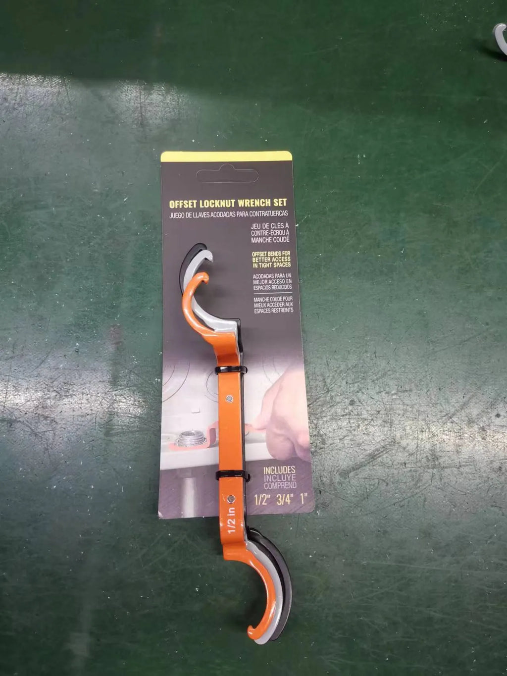 Orange, grey and black magnetic crescent wrench, suction wrench and catheter locking wrench set