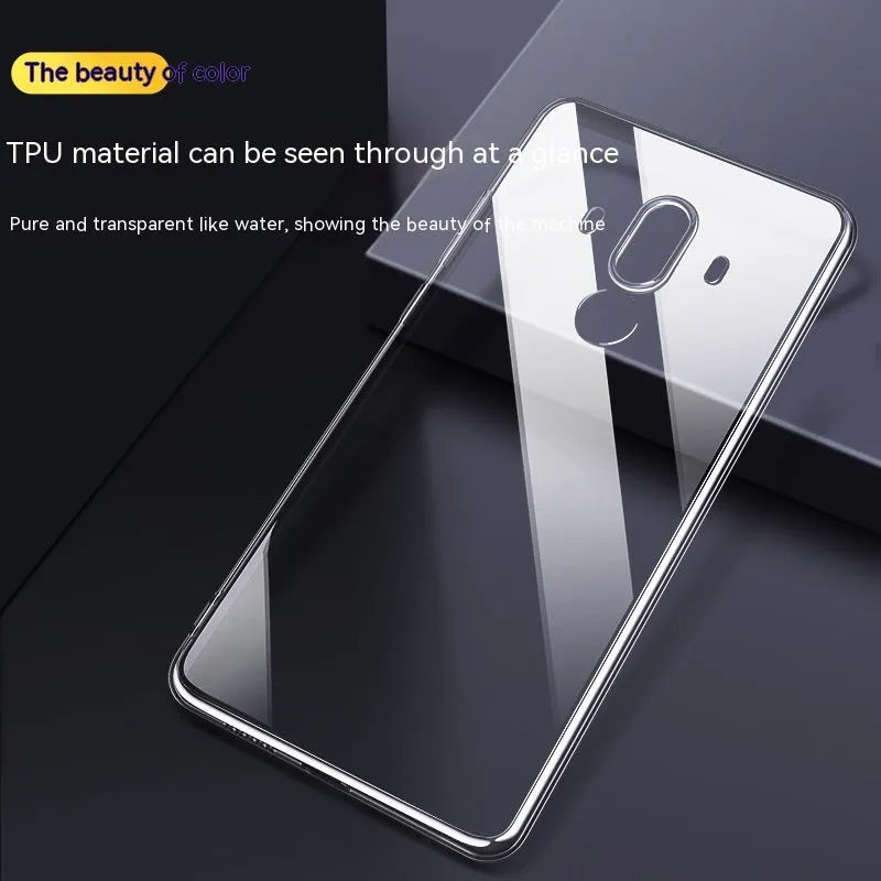 Transparent soft silicone phone case for Huawei Mate 10 and Mate 10 Pro with simple style and mirror element